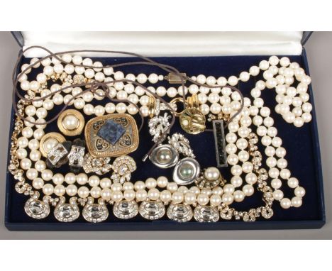 A box of designer dress jewellery including Grosse, Christian Dior, Michal Golan etc.  