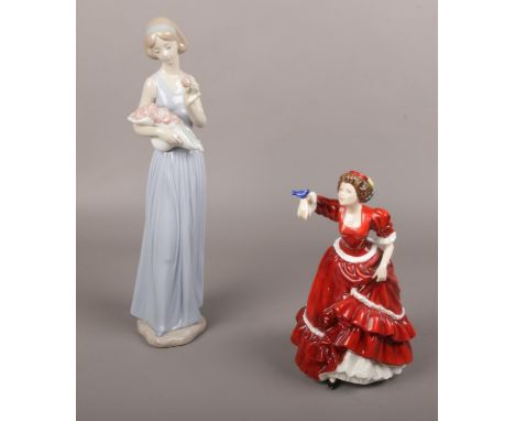 A collection of ceramic figurines, NAO 'my little bouquet', Royal Doulton 'Pauline'  