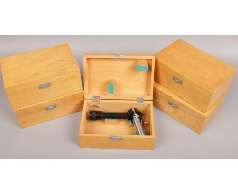 Five cased P20 Wakszama microscope eyepieces.  