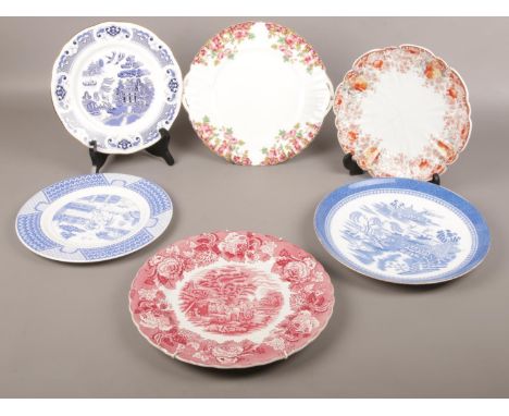 A collection of ceramic cabinet plates, Royal Crown Derby Mikado, Willow Duchess, Woods ware examples  