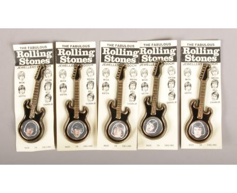 A set of five The Fabulous Rolling Stones guitar jewellery brooches.  