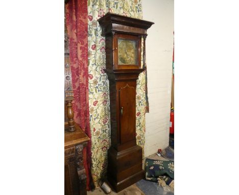 An 19th Century Oak Cased Long Case Clock with 11" Brass Dial Inscribed Jas. Webster, Salop. 30 Hour Movement with Date Indic