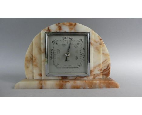 An Art Deco Marble Aneroid Barometer. 29cms Wide