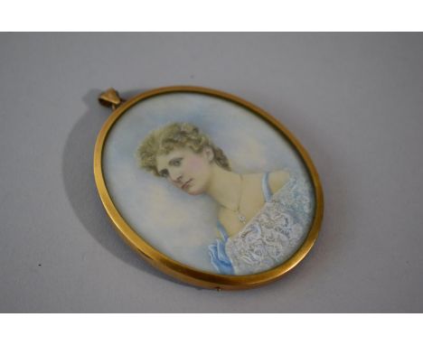 A Framed 19th Century Oval Portrait Miniature on Ivory of Maiden, Unsigned