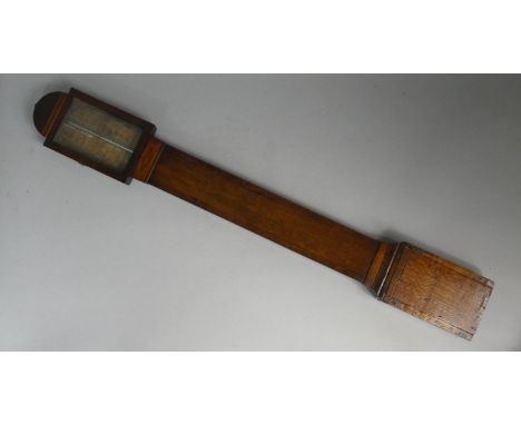 An Early 19th Century String Inlaid Stick Barometer by Owain Davies, Llanidloes with Arched Top. 93cm High 