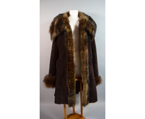 A Celtic Cross Sheepskin Fur Lined Coat, Size 12 