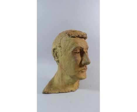 An Interesting Mid 20th Century Sculpted Clay Male Portrait Head, Life Size. 32cm High 