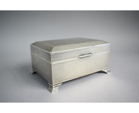 A Silver Cigarette Box with Engine Turned Decoration. 13cm Wide, Birmingham 1928 