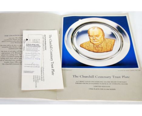 JOHN PINCHES LTD. FOR THE CHURCHILL CENTENARY TRUST; A 24ct GOLD ON HALLMARKED STERLING SILVER PLATE, commemorating the 100th