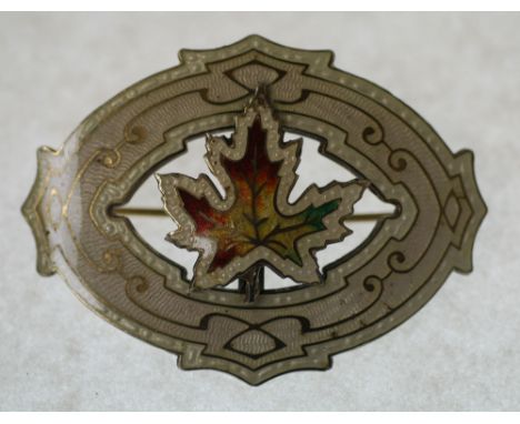 LATE NINETEENTH / EARLY TWENTIETH CENTURY CANADIAN STERLING SILVER ENAMELLED CANADIAN MAPLE LEAF BROOCH, makers P.W. ELLIS & 
