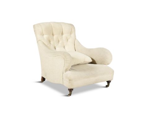 ***PLEASE NOTE THIS IS A SINGLE CHAIR, NOT A PAIR***A&nbsp;HOWARD STYLE BUTTON-BACK UPHOLSTERED ARMCHAIRS,&nbsp; covered in a