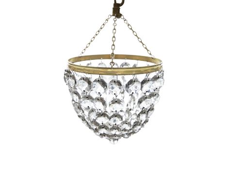 A VENETIAN DOMED BRASS AND CUT GLASS CEILING LIGHT, c.30cm high, 17.5cm diameterCondition Report:  17.5cm diameterVery good c