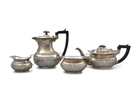 AN IRISH SILVER FOUR PIECE TEA AND COFFEE SERVICE, Dublin, c.1919/1920/1922, mark of West &amp; Son, &nbsp;comprising tea and