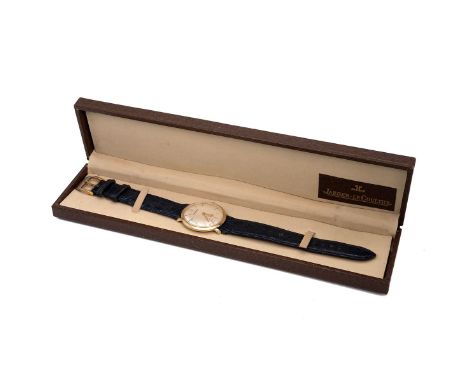 Jaeger-LeCoultre 14ct gold D&amp;A gents wristwatch in box. 34mm case marked D&amp;A (DiVincenzo &amp; Arienti), brushed silv