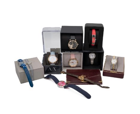 Boxed Fashion watches. Includes: Marc Jacobs, DKNY, Michael Kors, Seiko, Raymond Weil (in soft leather case), Emporio Armani 