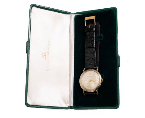 Vintage Baume &amp; Mercier Geneve gold plated wristwatch with subsidiary seconds dial, with original strap and presentation 