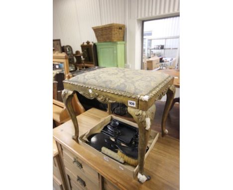 Gilded Wooden Stool with drop in seat raised on cabriole legs