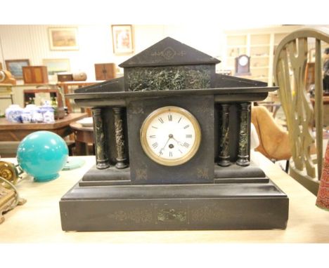 Victorian Slate Mantle Clock of Architectural Form
