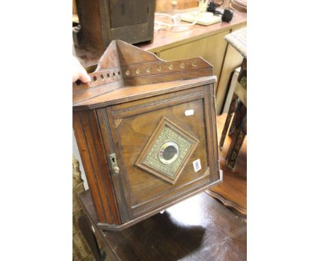 Early 20th century Mahogany Corner Smokers Cabinet with Mirrored Brass Panel