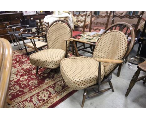 Pair of 1960's Ercol 'Shaker' design Low Armchairs with Cushions