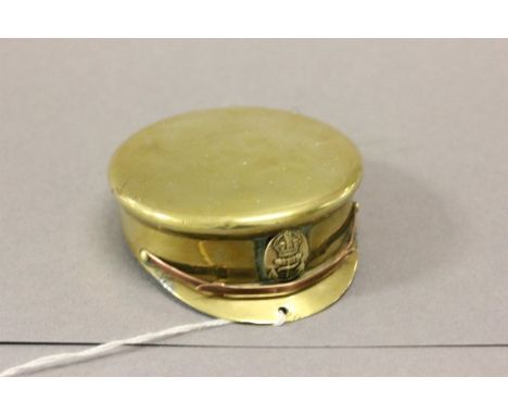 Brass Snuff Box in the form of a Military Peak Cap