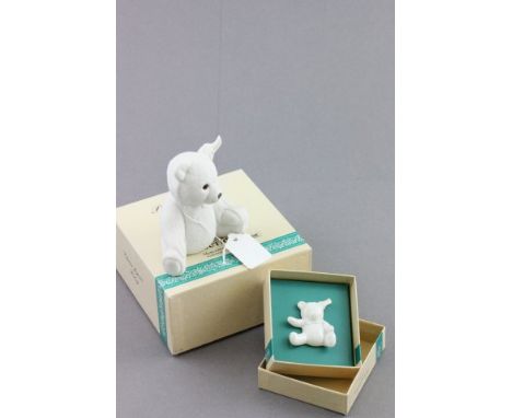 Boxed Steiff Boutique Porcelain Bear No. 2688 together with a Boxed Steiff Boutique Porcelain Bear Brooch