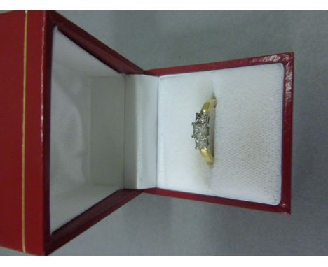 18ct Gold Diamond Princess Cut Trilogy Ring