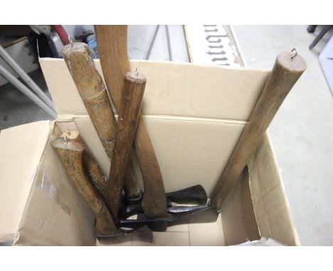 Six Vintage Wooden Handled Axes