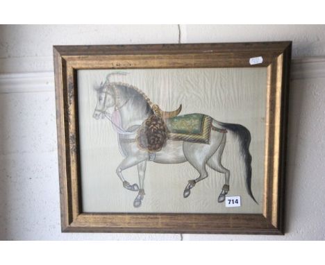 Vintage Watercolour on Silk of an Eastern Horse