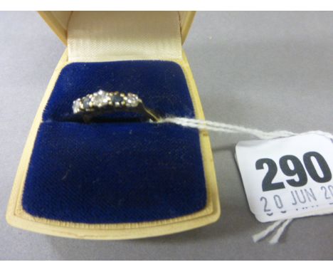 18ct Gold Ring set with a row of two sapphire and three diamonds