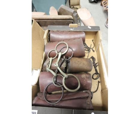 Three Pairs of Vintage Leather Gaiters, Pair of Spurs and Horse Bits