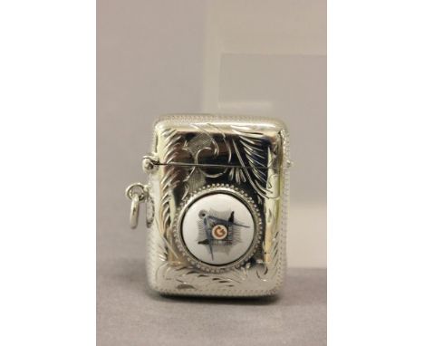 Silver Vesta Case with Masonic Panel