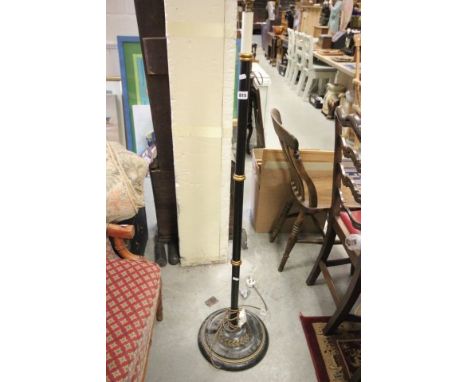 Turned Wood, Ebonised and Gold Painted Standard Lamp Base