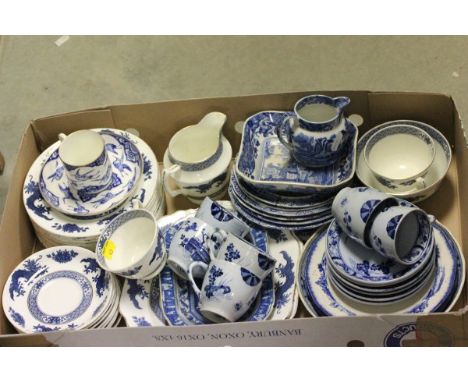 Good Group of Mixed Blue and White Ceramic Tea Ware including Copeland Spode Italian, Terre De Fer and Creil Montereau marked