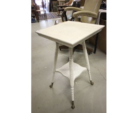 Victorian Oak Side Table with Ring Cut Legs and metal claw & glass feet