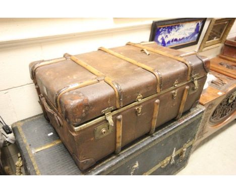Vintage 'The Crescent' Wooden Bound Travelling Trunk