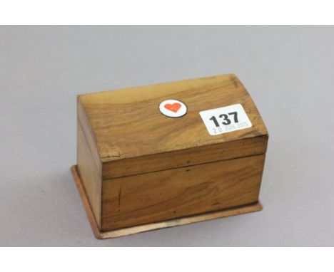 Mahogany Playing Card Box with Heart Enamel Plaque