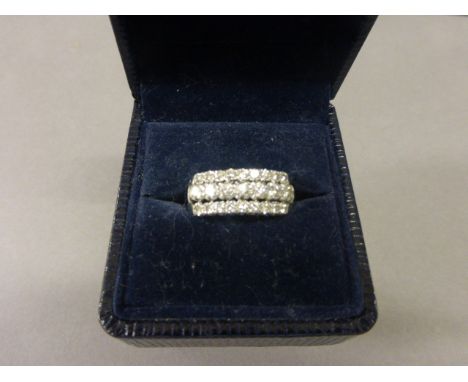 Tested 18ct White Gold Ring with a Row of Three Diamonds