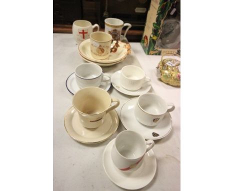 Five Airlines Cups and Saucers including TWA, Alaska Airlines and Western Airlines plus Brentleigh ware Royal Tour 1949 Two B