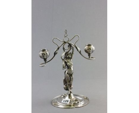 Art Nouveau Plated Figural Candlestick