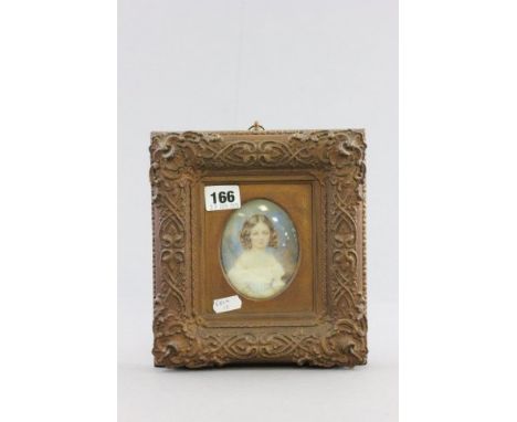 Early 20th century Gilt Framed Miniature Portrait of a 19th century Girl