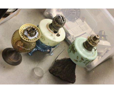 Various Oil Lamps, Chimneys and Oil Lamp Parts