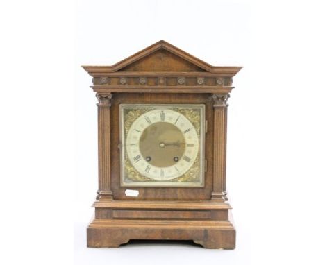 Late 19th century Walnut Architectural Cased Mantle Clock, the movement by Lenzkirch of Germany 