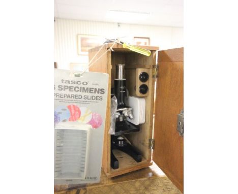 Vintage Cased Microscope with samples