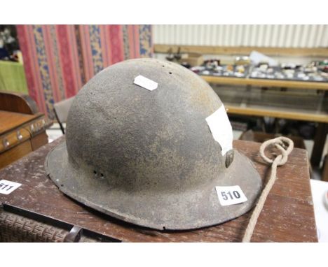 World War II Metal Helmet with RF Mounted Badge