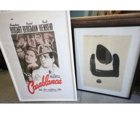 Three Framed and Glazed items to include a Sketch of 'Young Victoria', Eastern Print and a Cassablanca Poster