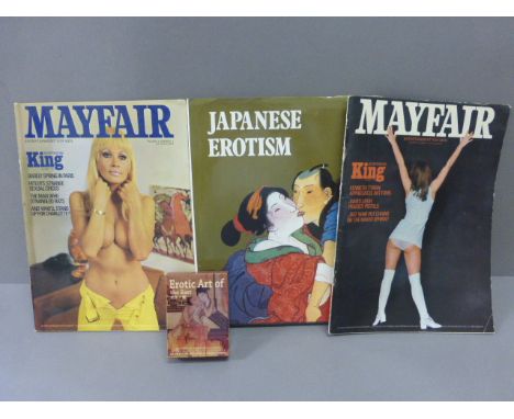 Japanese Eroticism Book, Erotic Art of the East Playing Cards plus Two Mayfair Magazines 
