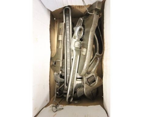 Ten Vintage Adjustable Spanners