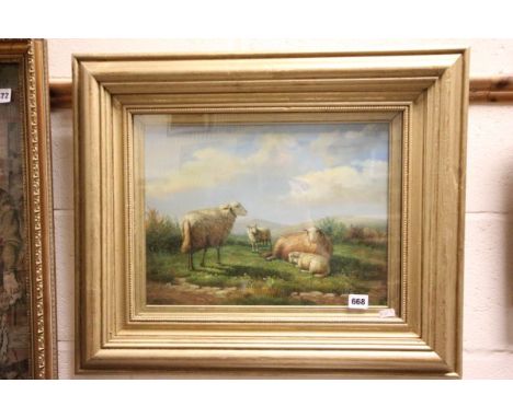 Oil on Panel Study of Sheep in a Pastural Landscape, signed