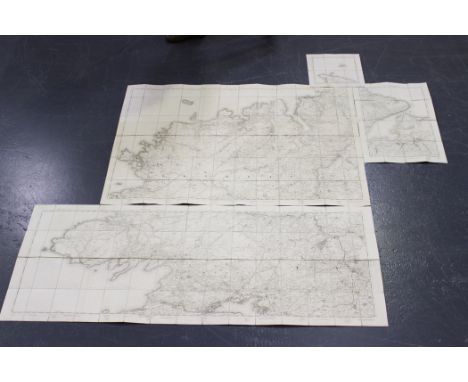 H. Smith and others - Ordnance Survey Map of Ireland, folding lithographed map of four sheets in various sections backed onto